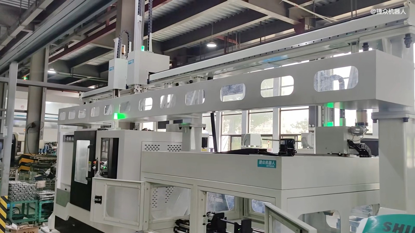 銑打機(jī)床自動上下料桁架機(jī)械手+AGV料架案例視頻，