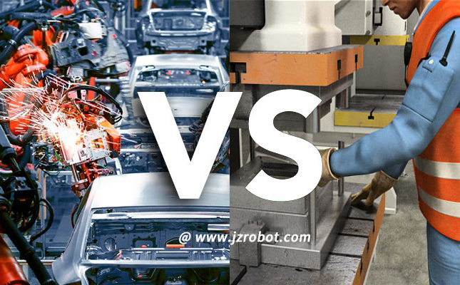 工業(yè)機器人與人工對比